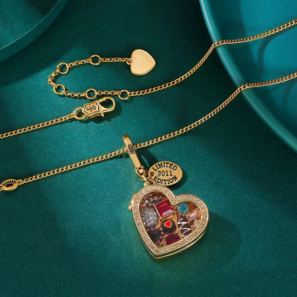 3D Jewelry Box Heart Pendant Necklace – Openable Zircon Locket