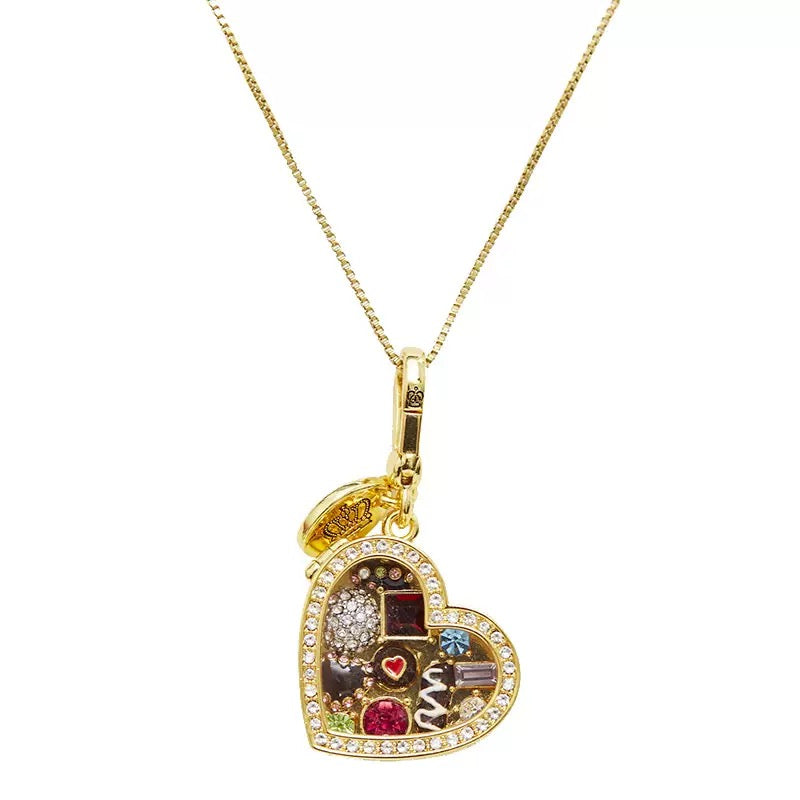 3D Jewelry Box Heart Pendant Necklace – Openable Zircon Locket