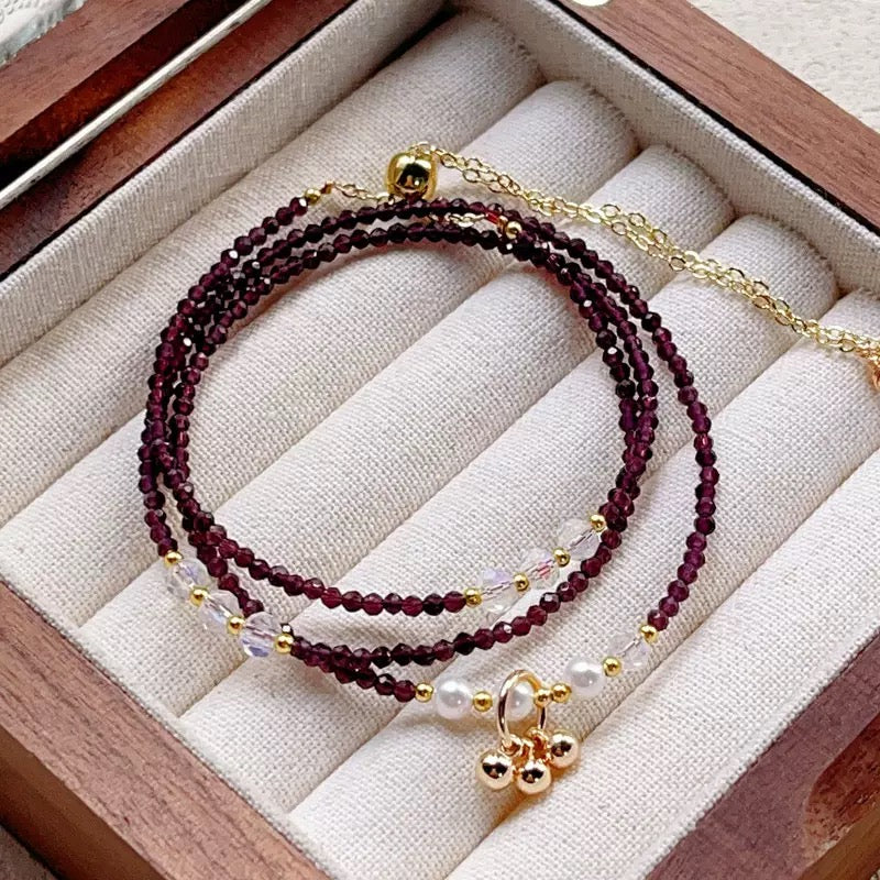Deep Garnet Purple Wrap Bracelet / Necklace