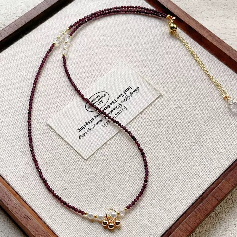 Deep Garnet Purple Wrap Bracelet / Necklace