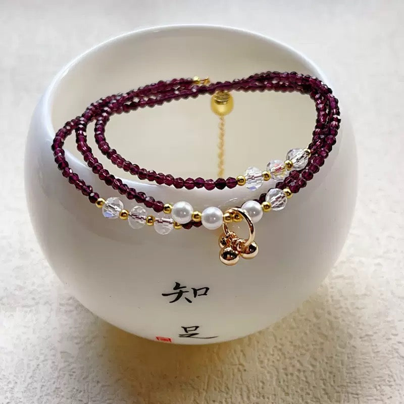 Deep Garnet Purple Wrap Bracelet / Necklace