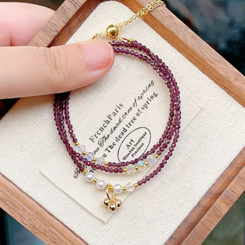 Deep Garnet Purple Wrap Bracelet / Necklace