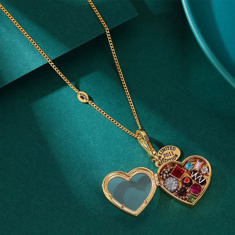 3D Jewelry Box Heart Pendant Necklace – Openable Zircon Locket